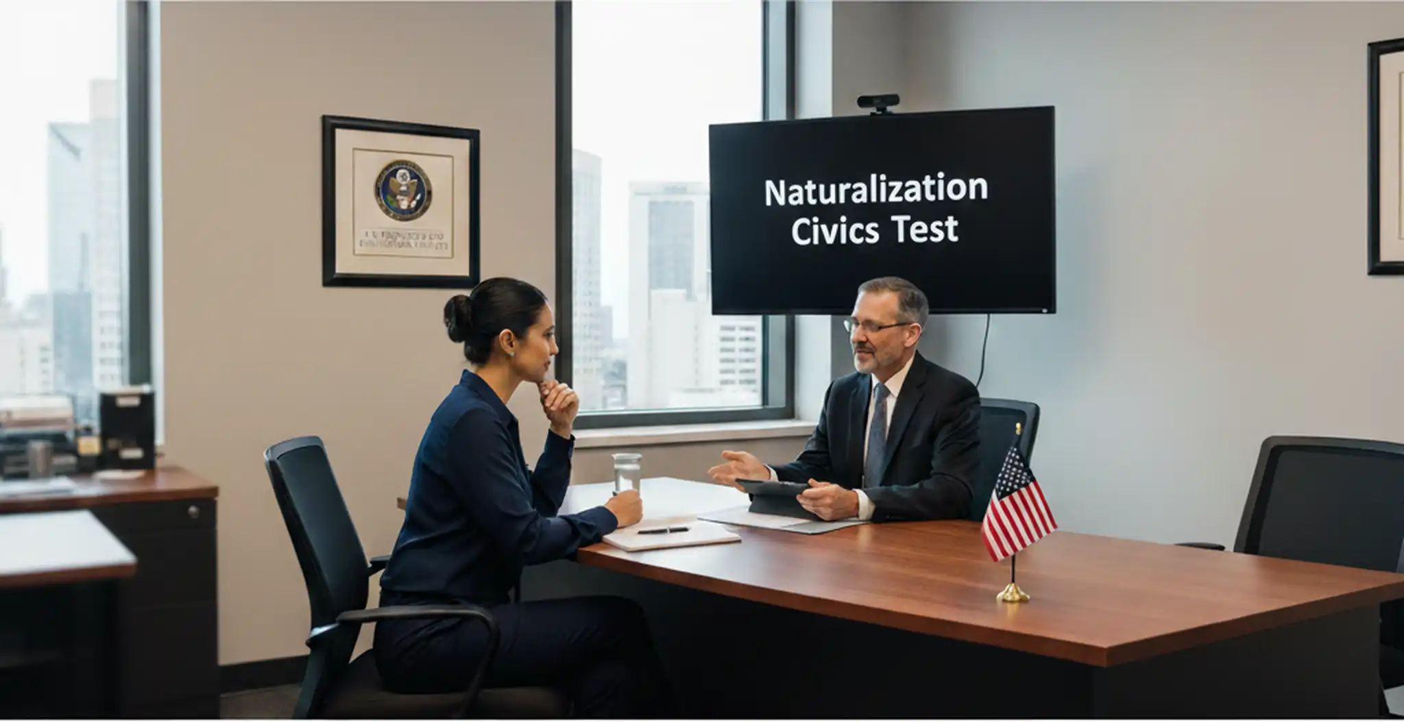 Learner practicing U.S. civics questions